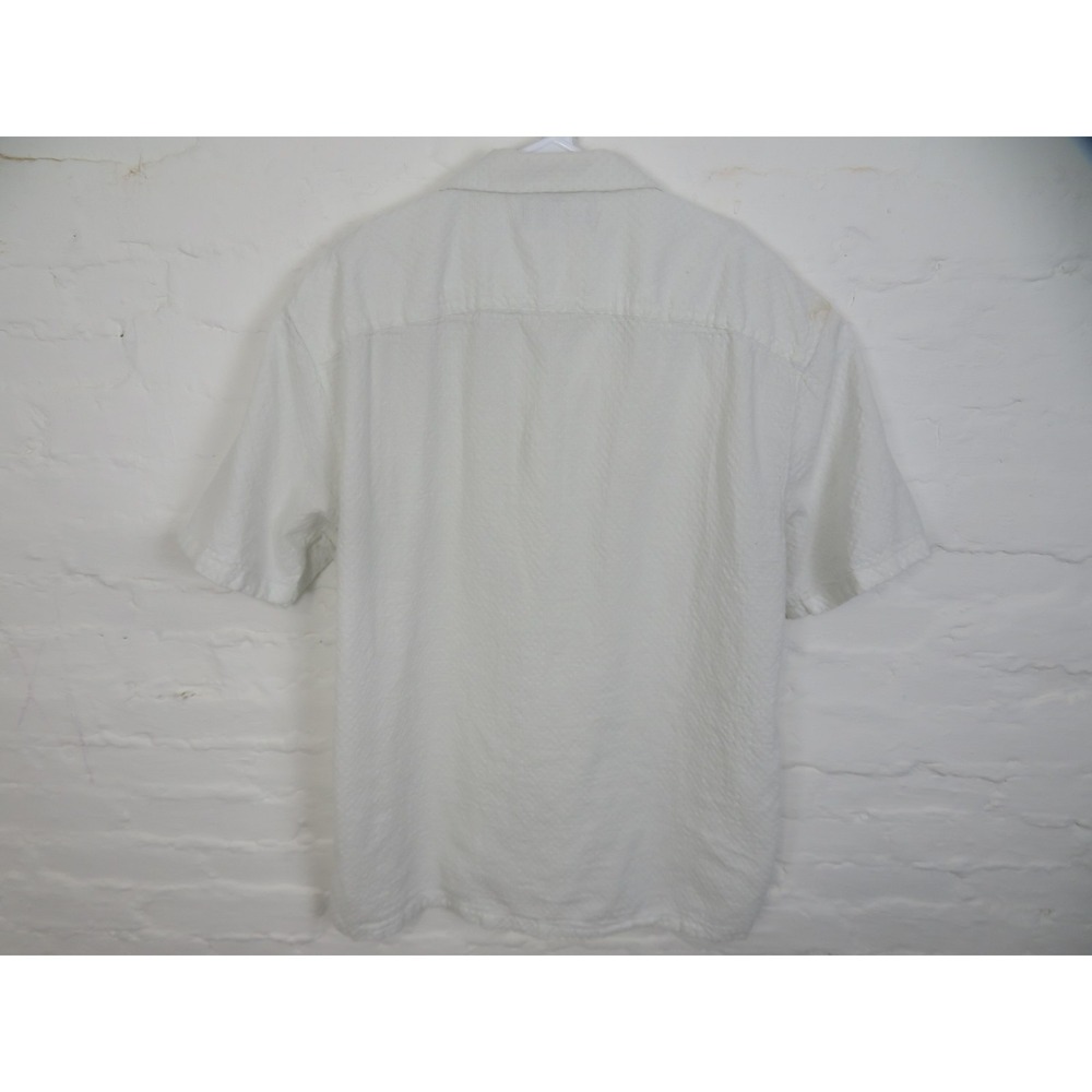 Abercrombie & Fitch Shirt Mens XL Tall White Textured Short Sleeve Button Down - Picture 6 of 9